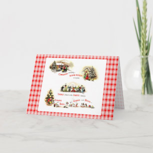 Retro Kerstmis 1940 Feestdagen Kaart