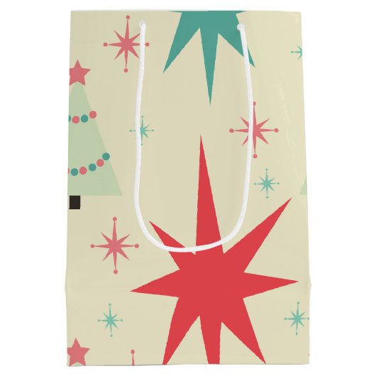 Retro Kerstmis 1950 Medium Cadeauzakje (Achterkant)