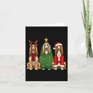 Retro Kerstmis Afghaanse windhond Kerstman Rendier Kaart