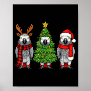 Retro Kerstmis Afrikaanse G Papegaai Vogel Kerstma Poster