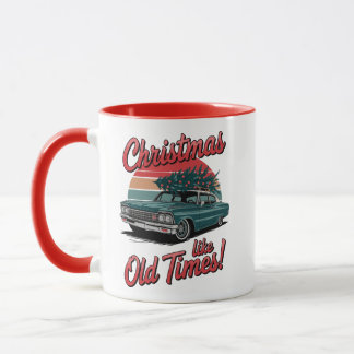 Retro Kerstmis Auto – Vakantie Oude Tijden Mok