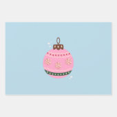Retro Kerstmis Bauble Pink Blue Preppy Holiday Inpakpapier Vel (Voorkant)