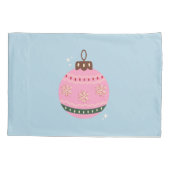 Retro Kerstmis Bauble Pink Blue Preppy Holiday Kussensloop (Achterkant)