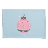 Retro Kerstmis Bauble Pink Blue Preppy Holiday Kussensloop (Voorkant)
