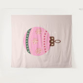 Retro Kerstmis Bauble Pink Holiday Wandkleed (Voorkant (horizontaal))