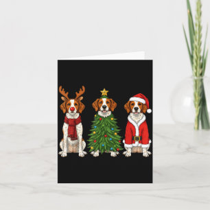 Retro Kerstmis Brittany Spaniel Sint Rendier Doe Kaart