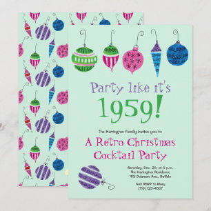 Retro Kerstmis Cocktail Party Vintage Vakantie Kaart