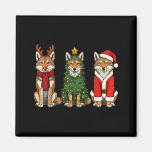 Retro Kerstmis Coyote Kerstman Rendier Magneet