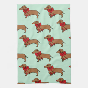 Retro Kerstmis Dachshund Keuken Handdoek Gift