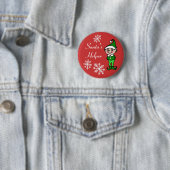 Retro Kerstmis Elf-Button Ronde Button 5,7 Cm (In situ)