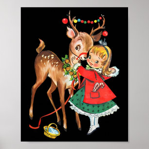 Retro Kerstmis Familie Oude Stijl Jaren 50 Poster
