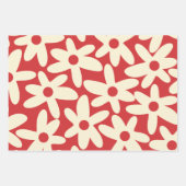Retro Kerstmis Floral Daisy Pattern Inpakpapier Vel (Voorkant 3)