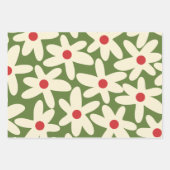 Retro Kerstmis Floral Daisy Pattern Inpakpapier Vel (Voorkant)