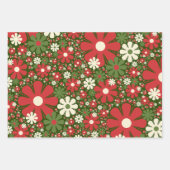 Retro Kerstmis Floral Fantasy Pattern Green Inpakpapier Vel (Voorkant 2)