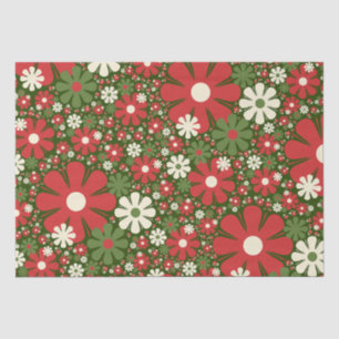 Retro Kerstmis Floral Fantasy Pattern Green Tissuepapier