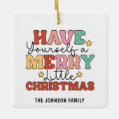 Retro Kerstmis Fotootje Keramisch Ornament (Voorkant)