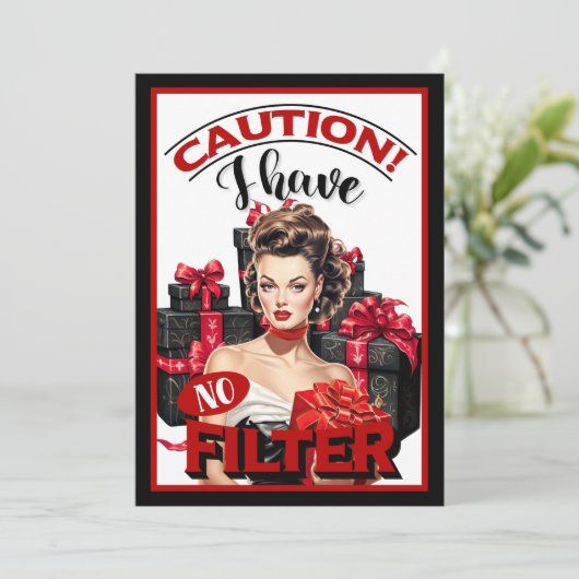 Retro Kerstmis Geen Filter Pinup Bedankkaart (Staand voorkant)