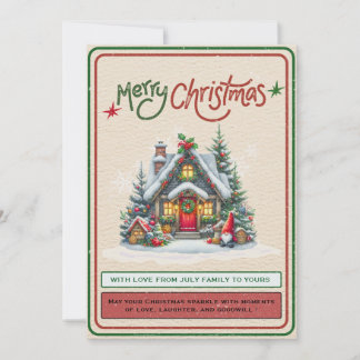 🎄Retro Kerstmis Gezellig Sneeuwhuis Feestdagenkaart