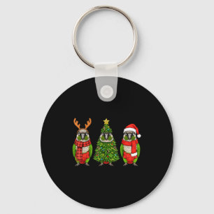 Retro Kerstmis Groene Wang Conure Papegaai Kerstma Sleutelhanger