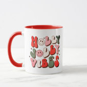 Retro Kerstmis Holly Jolly Vibes Trendy Feestdagen Mok (Links)