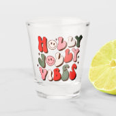 Retro Kerstmis Holly Jolly Vibes Trendy Feestdagen Shot Glas (Voorkant)