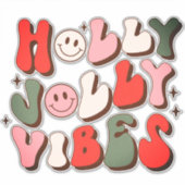 Retro Kerstmis Holly Jolly Vibes Trendy Feestdagen Sticker (Voorkant)