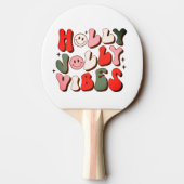 Retro Kerstmis Holly Jolly Vibes Trendy Feestdagen Tafeltennisbatje (Achterkant)
