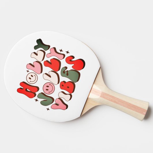 Retro Kerstmis Holly Jolly Vibes Trendy Feestdagen Tafeltennisbatje (Zijkant)
