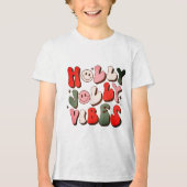 Retro Kerstmis Holly Jolly Vibes Trendy Feestdagen Tri-Blend Shirt (Voorkant)