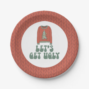 Retro Kerstmis Horrelijke Trui Feest Papieren Bord