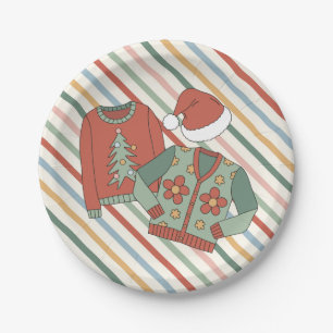 Retro Kerstmis Horrelijke Trui Feest Papieren Bord