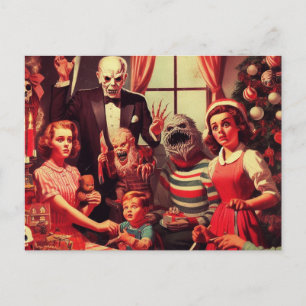 Retro Kerstmis Horror Briefkaart