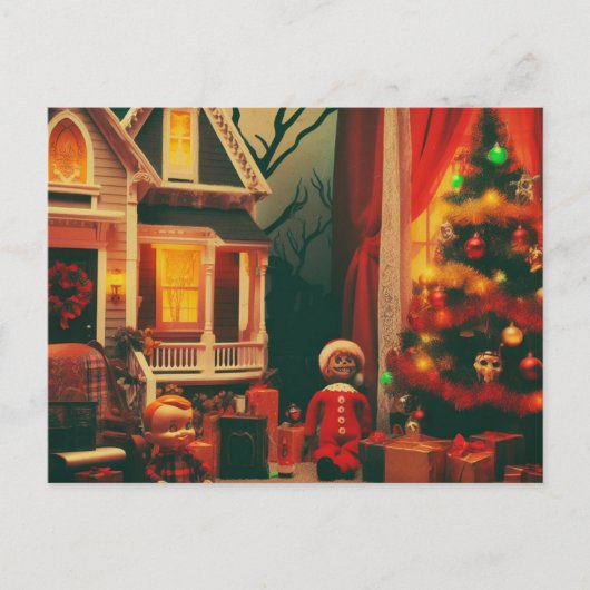 Retro Kerstmis Horror Briefkaart (Voorkant)
