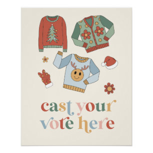Retro Kerstmis Horrort-shirt Verkiezing Teken Perfect Poster