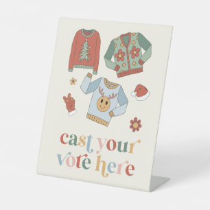 Retro Kerstmis Horrort-shirt Verkiezing Teken Reclamebord Met Voetstuk