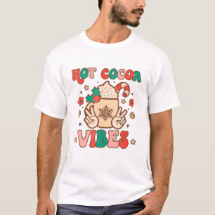 Retro Kerstmis Hot Cocoa Vibes Hippie Xmas Groovy T-shirt