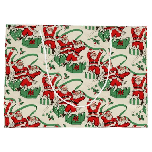 Retro Kerstmis huidige Kerstmis Large Cadeauzakje (Achterkant)