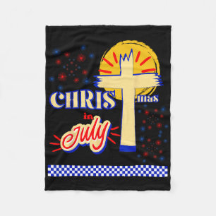 Retro Kerstmis In Juli Christelijk Jezus God Zomer Fleece Deken