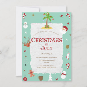 Retro Kerstmis in juli Schattige Verlaat Vakantie  Kaart