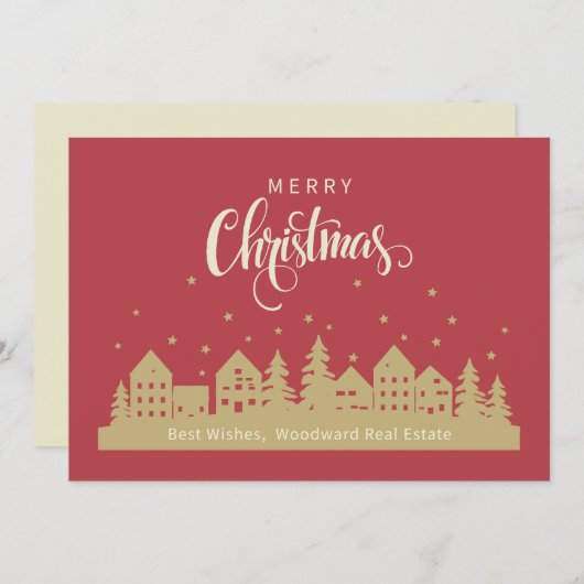 Retro Kerstmis | Makelaarsmarketing gepersonalisee Bedankkaart (Voorkant / Achterkant)