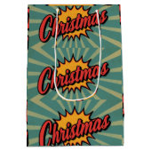 Retro Kerstmis Medium Cadeauzakje (Achterkant)