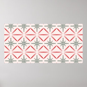 Retro Kerstmis, midden eeuw naadloos patroon in vi Poster