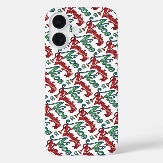 Retro Kerstmis, Naughty of Nice Red Green Letters Case-Mate iPhone Case (Achterkant)