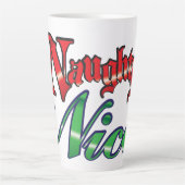 Retro Kerstmis, Naughty of Nice Red Green Letters Latte Mok (Voorkant)