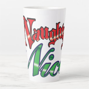 Retro Kerstmis, Naughty of Nice Red Green Letters Latte Mok