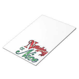 Retro Kerstmis, Naughty of Nice Red Green Letters Notitieblok