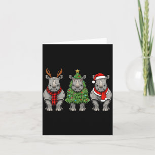 Retro Kerstmis Neushoorn Kerstman Rendier Safari D Kaart