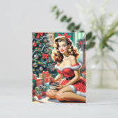 Retro kerstmis omhoog briefkaart (Staand voorkant)
