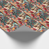 Retro kerstmis omhoog cadeaupapier (Hoek)