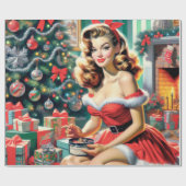 Retro kerstmis omhoog cadeaupapier (Vlak)